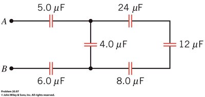 Network of capacitors for equivalent capacitance problem