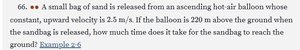 Sandbag released from balloon problem statement