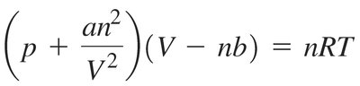 The van der Waals equation in mathematical form.