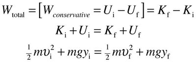 Conservation of mechanical energy equations