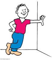 Person pushing against a wall, illustrating force pairs