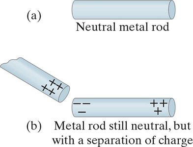 Charging a metal rod by induction