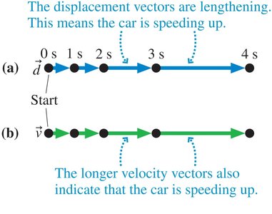 Velocity vectors in motion diagrams
