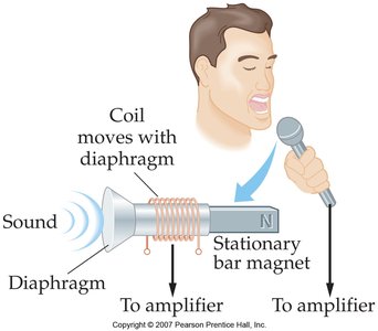 Dynamic microphone using electromagnetic induction