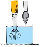 Paintbrush hairs sticking together due to surface tension