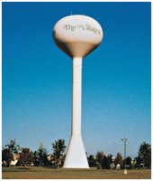 Tall water tower illustrating pressure due to height