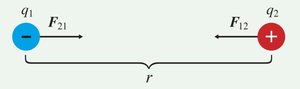 Vector nature of electric force (opposite charges)