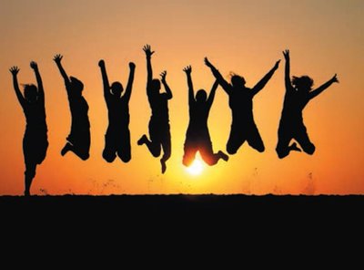 People jumping and landing