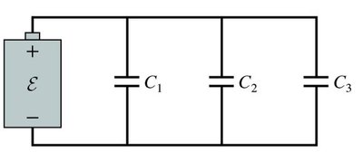 Three capacitors in parallel