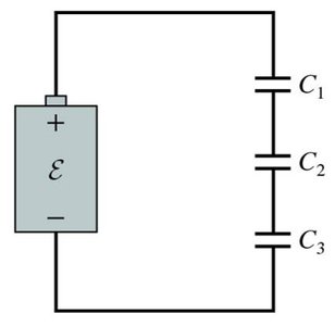 Three capacitors in series