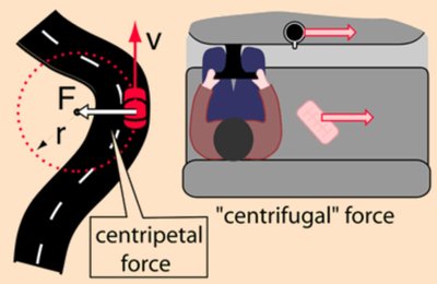 Centripetal and centrifugal forces in a car