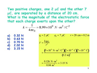 Electrostatic force calculation example