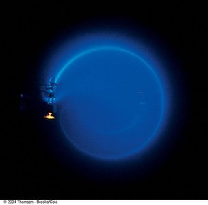 Curved path of an electron beam in a magnetic field
