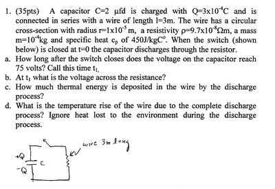 RC circuit with capacitor and resistive wire