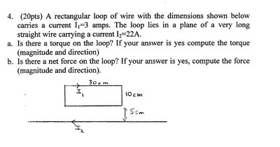 Rectangular loop above straight wire