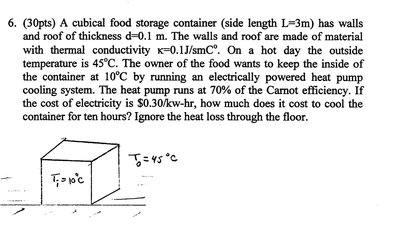 Cubical container with heat pump