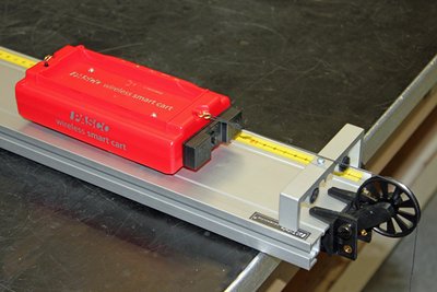 Pasco wireless smart cart on a track