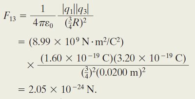 Coulomb's Law calculation for three charges