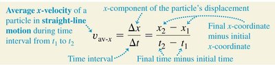 Formula for average x-velocity in straight-line motion