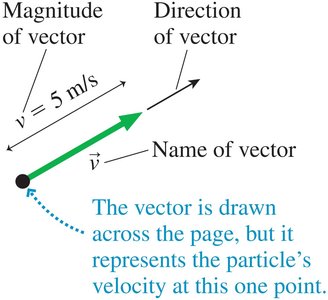 Diagram showing magnitude and direction of a velocity vector