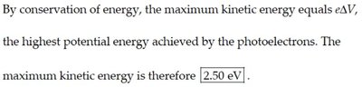 Maximum kinetic energy from stopping potential