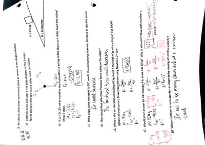 Inclined plane with object and forces