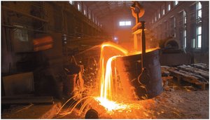 Molten iron being poured, illustrating high temperature but not necessarily heat content