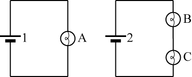 Simple series and parallel circuits with bulbs