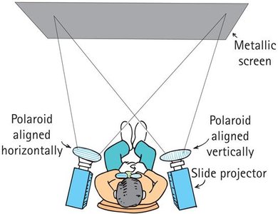 Polarized projectors for 3D viewing