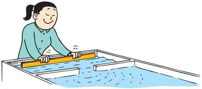 Generating plane waves with a straightedge in water