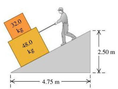Two boxes on an incline, being lowered