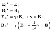 Relativistic transformation equations for electric and magnetic fields