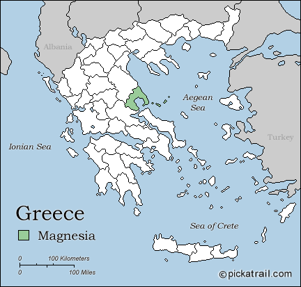 Map showing Magnesia, Greece