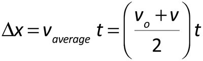 Equation for displacement as a function of average velocity and time