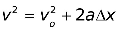 Equation for velocity as a function of acceleration and displacement
