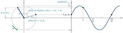 Phasor diagram and sinusoidal position graph