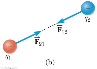 Attractive force between unlike charges