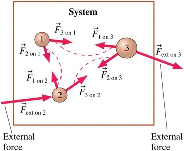System of particles with internal and external forces
