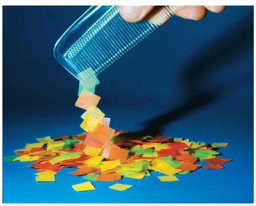 Charged comb attracting neutral paper