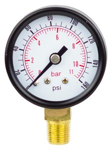 Tire pressure gauge showing gauge pressure