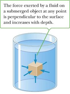 Pressure on a submerged object increases with depth
