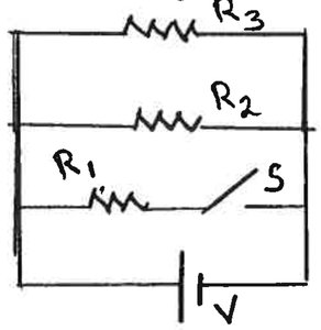 Circuit diagram with switch and three resistors