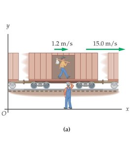 Person walking inside a moving train (backward)