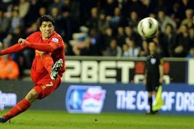 Soccer player kicking a ball in projectile motion