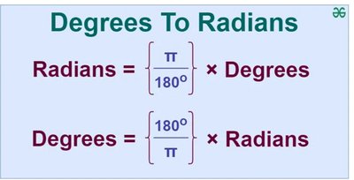 Degrees to Radians conversion formulas