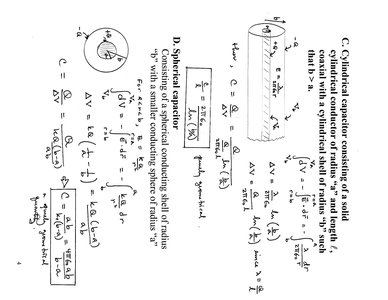Cylindrical and spherical capacitor diagrams and formulas