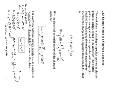 Energy stored in a charged capacitor equations