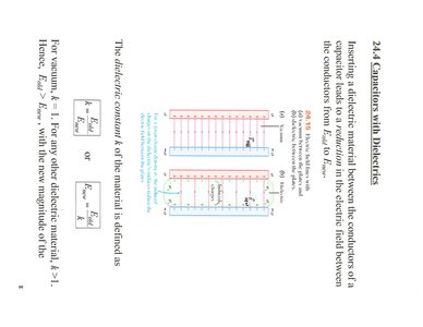 Capacitors with dielectrics and electric field diagrams