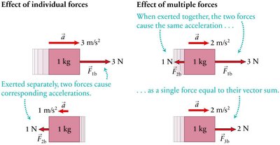 Effect of individual and multiple forces on acceleration