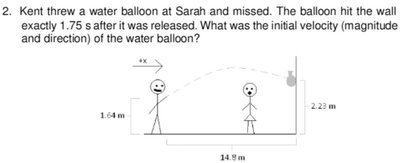 Projectile motion diagram for water balloon